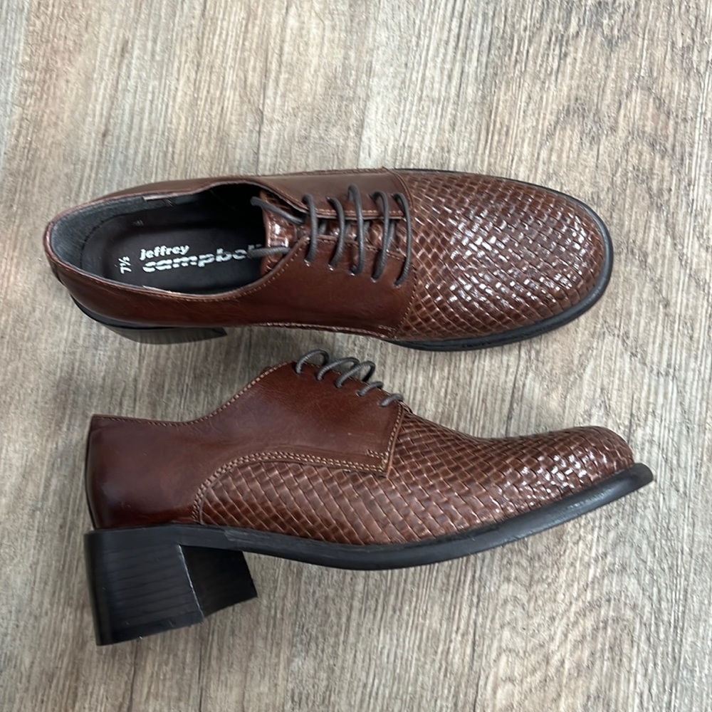 Jeffrey Campbell Brown Woven Leather Loafers